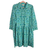 Tuckernuck Green Printed Button Front Dress- Size XL (sold out online)