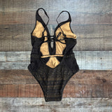 Becca Black Cut Out Knit One Piece Swimsuit - Size M