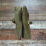 Madewell Green Suede Leather Buckle Ballet Flats- Size 9 (sold out online)