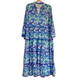 Sail to Sable Blue and Purple Print Ric Rac Trim Dress- Size XXL