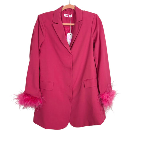 Buddy Love Pink Feather Sleeve Blazer Dress NWT - Size S (See Notes)