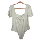 Amaryllis x Dani Austin White Ribbed Bodysuit- Size XL (see notes)