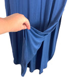 Pink Blush Blue V-Neck Round Hem Side Slits Dress- Size M
