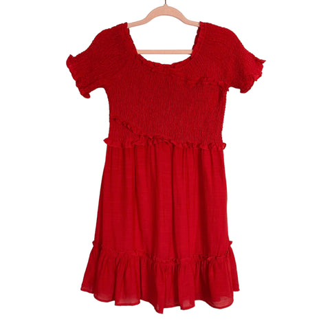 Peach Love Red Smocked Dress NWT- Size L