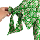 Elizabeth Wilson Green with Pink Printed Ruffle Mock Neck Dress- Size XXXL (sold out online)