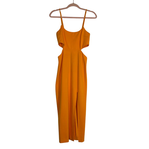 h:ours Orange Side Cutout Front Slit Dress- Size M