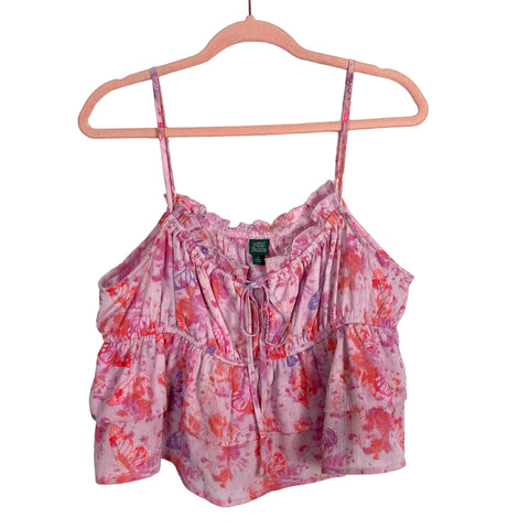 Wild Fable Pink Coral and Purple Butterfly Print Top- Size XL