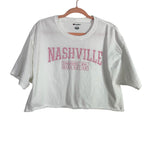 Champion White Nashville Cropped Rolled Hem Tee- Size L