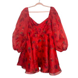 Selkie Red Strawberry Print Sheer Sleeve Dress- Size 1X