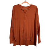 Offline by Aerie Brown Waffle Knit Snap Front Tunic Top- Size M