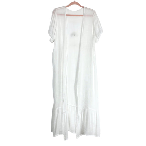 Cupshe White Cover Up Open Front Elastic Sleeve Kimono- Size M (see notes)