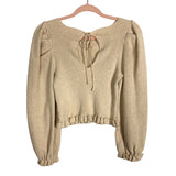 Vestique Tan Ribbed Back Tie Sweater Top- Size S (sold out online)