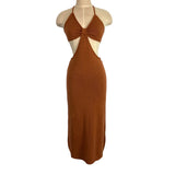 Petal & Pup Rust Knit Cutout Halter Tie Dress- Size 4 (sold out online)