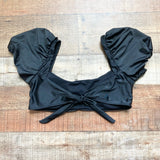 No Brand Black Puff Sleeve Tie Back Padded Bikini Top- Size M (see notes)