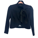 Alice + Olivia Employed Black Snap Front Bow Cropped Blazer Jacket- Size ~XS (no size tag, fits like XS)