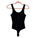 Z Supply Black Ribbed Button Front Bodysuit- Size XS