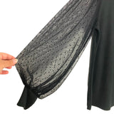 Les Amis Black Mesh Polka Dot Long Sleeve Top- Size M