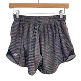 Lululemon Black/Multi-Color Striped with Side Mesh Peloton Running Shorts- Size 6