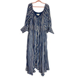 By Anthropologie Blue and White Striped Button Up Smocked Waist Dress- Size 2X (sold out online)