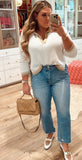 Abercrombie & Fitch Cream/Tan Knit Sweater - Size XL