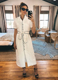 Tuckernuck Ivory and Black Piped Etienne Belted Linen Blend Dress NWT- Size XS (see notes, sold out online)