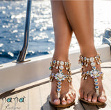 Nana Positano Tuscan Leather Hand Soldered Jeweled Sandals- Size 37 (see notes)