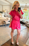 Emily Mccarthy Rose Red Faux Leather Poppy Pullover Top NWT - Size S