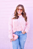 Pretty Little Thing Light Pink Heart  Pom Sweater - Size M