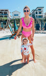 Aerie Pink Ruffle Triangle Swim Top - Size L