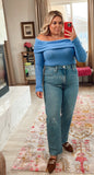 We The Free Blue Off The Shoulder Top - Size XL