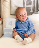 The Beaufort Bonnet Company Blue Longsleeve Pleated Collard Bubble - Size 0-6M