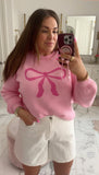 No Brand Pink Bow Sweater - Size L (See Notes)