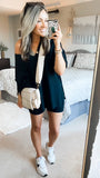 Anrabess Black Oversized Reversible Top Biker Short Set- Size S (sold as set)