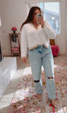 Abercrombie & Fitch Cream/Tan Knit Sweater - Size XL