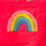 Cat & Jack Neon Coral and Rainbow Stripes Back Zip Swimsuit- Size S 6/6X (see notes, we have matching swimsuit)