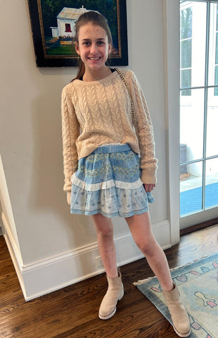 Love Shack Fancy Seafoam Pearl Felice Mini Skirt - Size P/S (Sold Out Online!)