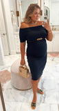 Universal Thread Goods Co. Black Ribbed Off The Shoulder Dress - Size L (see notes)