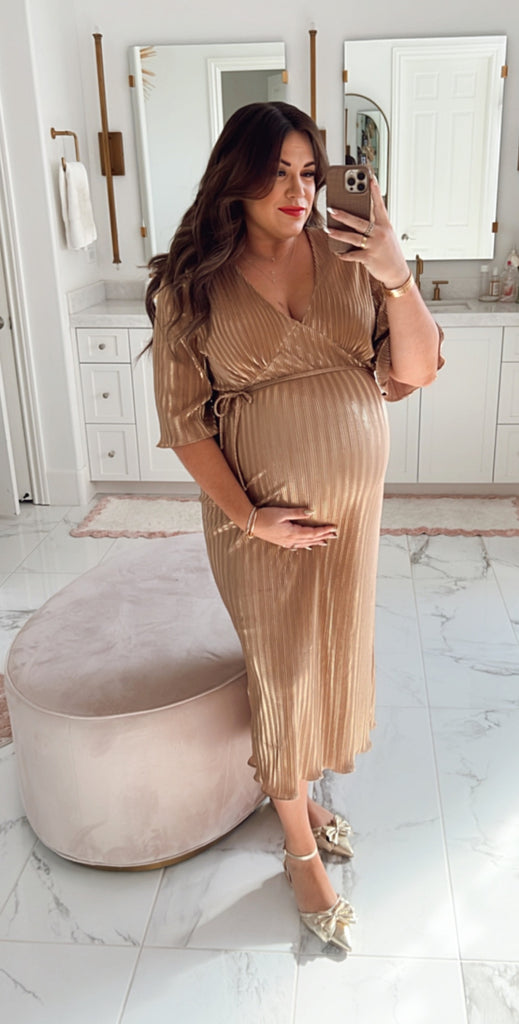Never Fully Dressed Gold Pilsse Midi Dress - Size XL (Sold Out Online) Never Fully Dressed Gold Pilsse Midi Dress - Size XL (Sold Out Online)