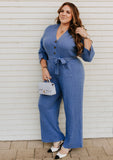 J.Crew Periwinkle Cashmere Tie-Waist Jumpsuit - Size L (See Notes)