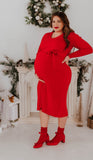 Anrabess Red Belted Sweater Dress - Size XL