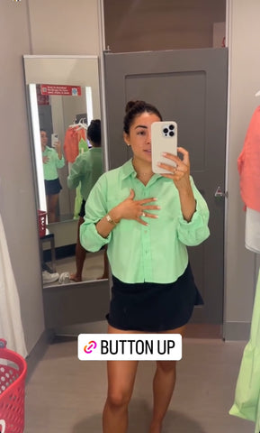 Universal Thread Lime Green Cropped Fit Button Up Top - Size S