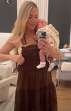 No Brand Brown Semi Lined Overall Dress- Size S