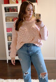 Pretty Little Thing Light Pink Heart  Pom Sweater - Size M