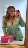 Melissa Mercedes x ELOQUII Light Green Sequin Back Cutout Romper - Size 14 (See Notes)