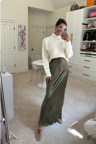 WAYF Army Green Maxi Skirt - Size S (sold out online)
