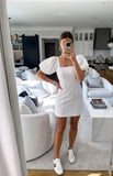 SNDYS Everyday White Puff Sleeve Dress - Size S