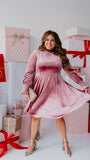 In Loom Pink Velvet Mock Neck Dress - Size XL (Sold Out Online!)