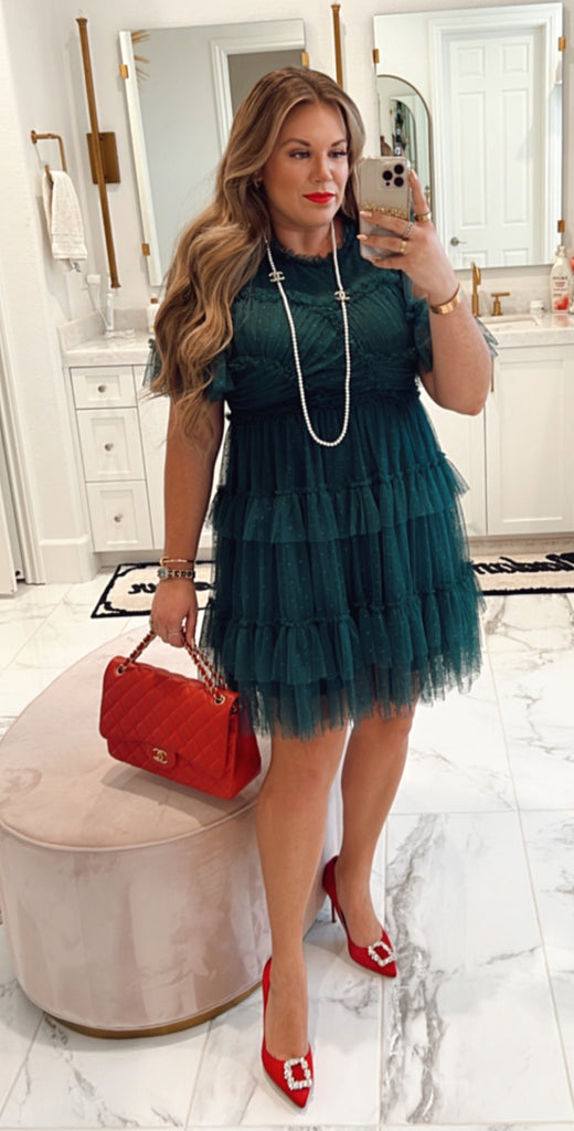 Ivy City Co Emerald Green Whimsical Tulle Dress