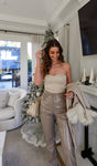Abercrombie & Fitch Tan/Gold Speckle Strapless Top - Size XS