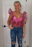 Buddy Love Pink Ruffle Sleeve Top- Size S